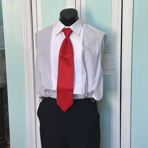 Scarlet Bright Red Apple Tie Wedding Prom Tuxedo Pre Tied clip adjustable
